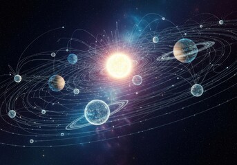Explore a stunning solar system with planets orbiting a bright star