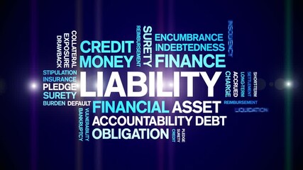 Liability animated word cloud-text design animation tag kinetic typography seamless loop.