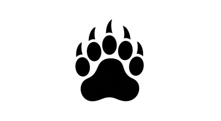Black Bear Paw Print Silhouette Vector Graphic Icon.