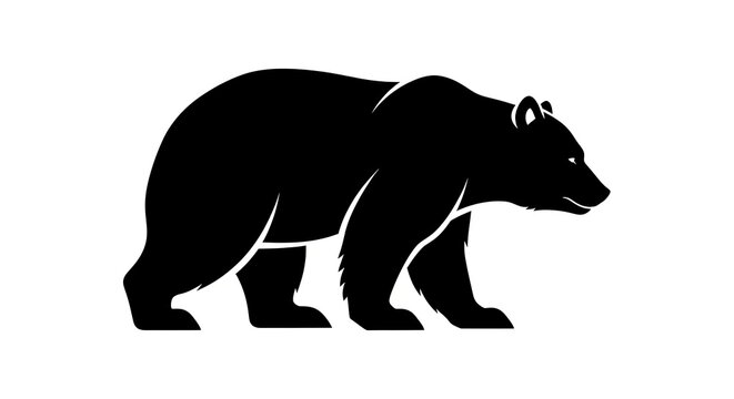 Black bear silhouette walking vector icon isolated on white background. - Powered by Adobe