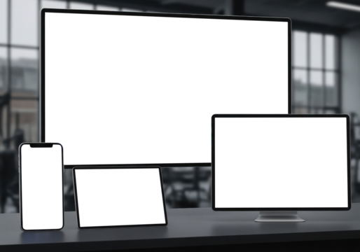 Sports coaching strategy on devices screen mockup for team management and game plan