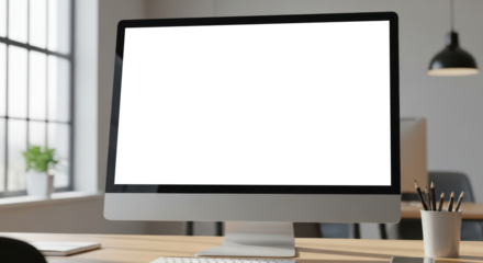 slim smart monitor screen mock up on table top