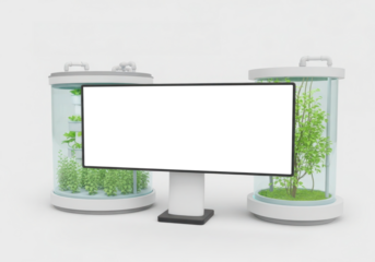 Modern indoor farming system display mock up for growing fresh produce year round