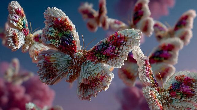 Abstract Butterflies: A Digital Rendering of Nature's Beauty in Complex Detail - Powered by Adobe