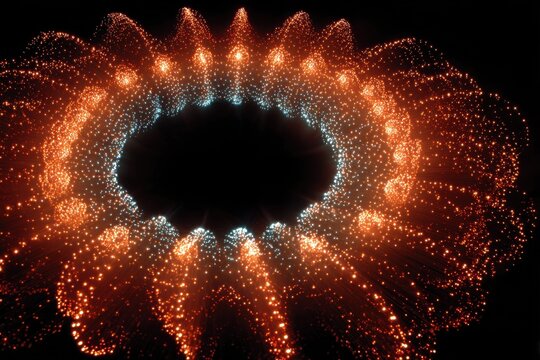 Vibrant Abstract Circular Design of Light Particles in Motion
