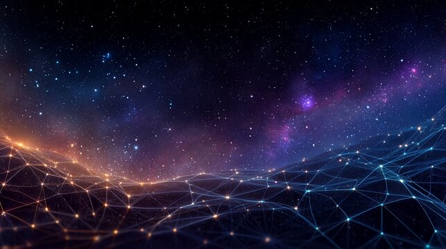 Abstract cosmic network of stars and constellations in a stunning galaxy formation