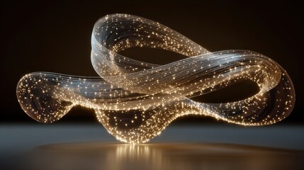 Fototapeta premium Abstract glowing flowing lines with sparkles on dark background