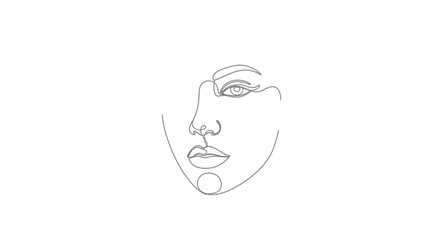 Elegant minimalist line art drawing depicting a woman's face in profile style