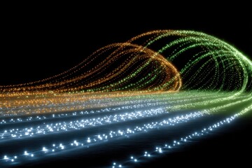 Colorful Light Trails in Motion on a Dark Background
