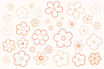 Fototapeta premium Hand-Drawn Daisy Flower Outlines, Soft Pastel Floral Graphic