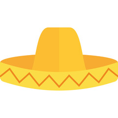 Yellow Sombrero Hat With Orange Zigzag Pattern On Transparent Background