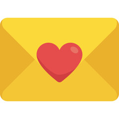 Yellow Envelope With Red Heart Shape Seal Isolated On Transparent Background Simple Graphic Design