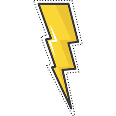 Yellow Lightning Bolt Icon with Dotted Outline on Transparent Background