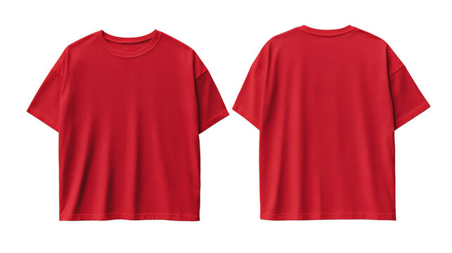 Vibrant red t-shirt mockup showcasing front and back views for apparel design presentation and product display needs