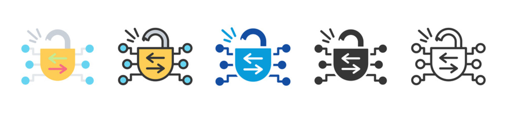 decryption icon set multi style various collection