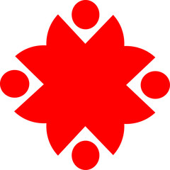 Unified Red Geometric Star Team Concept