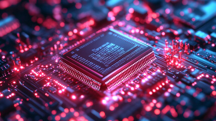 Close-up of a computer CPU chip with blank surface highlighting modern electronic and digital technology, microprocessor design, and futuristic computing concept perfect for tech visuals