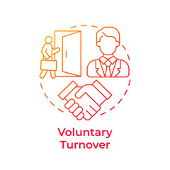 Voluntary turnover red gradient concept icon. Quieting by personal initiative. Staff attrition type. Round shape line illustration. Abstract idea. Graphic design. Easy to use in promotional material,