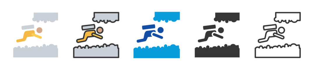 cave diving icon set multi style various collection