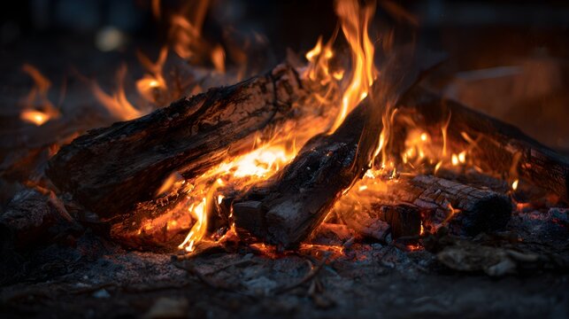 Burning wood fire flame background 