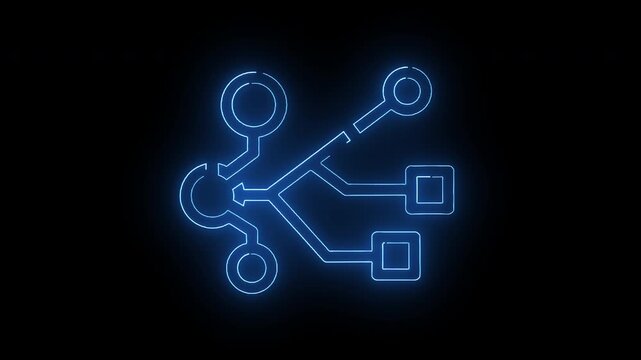 Neon branching digital connection nodes with multiple data paths and technology links