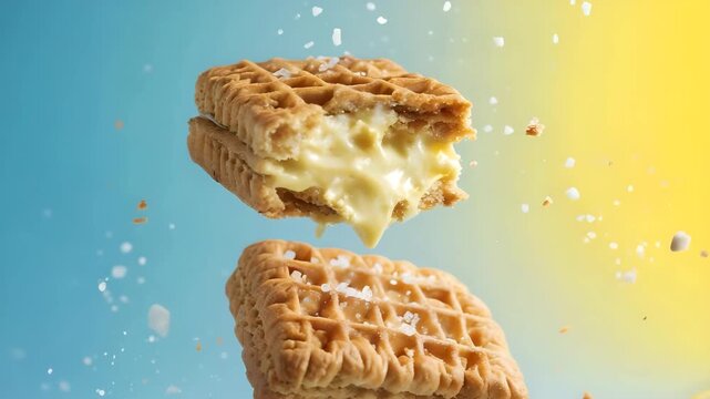 Cheese sandwich biscuits [4K slow motion]