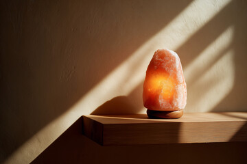 Himalayan salt lamp shadows add ambiance and warmth. Ideal for wellness blogs, relaxation themed websites, or home decor advertising materials.
