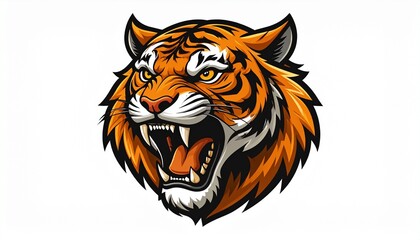 Obraz premium Angry tiger roar vector art isolated on white background, vector illustration. Tiger 