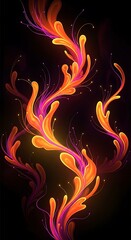 Elegant glowing abstract floral ornament with vibrant colors and dark background
