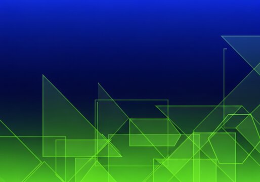 Abstract geometric composition featuring angular shapes on a gradient background combining tones of blue and green - Powered by Adobe