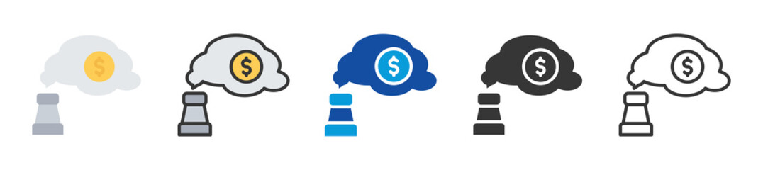 carbon trading icon set multi style various collection