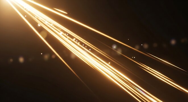 Streaks of luminous gold light illuminating a dark atmospheric abyss - Powered by Adobe