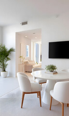 a minimalist open-concept apartment, generation AI 