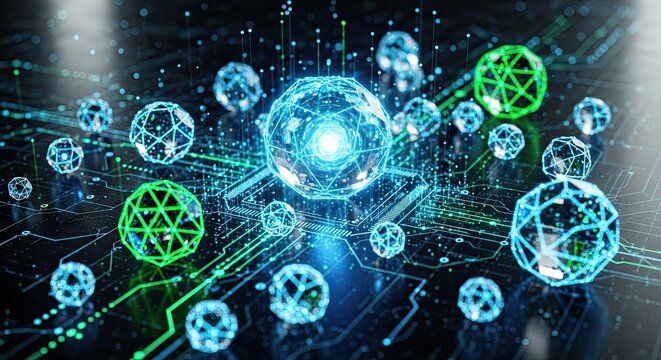 Cybersecurity network glowing with vibrant modern design representing data streams and complex digital connections for innovative tech companies and ventures