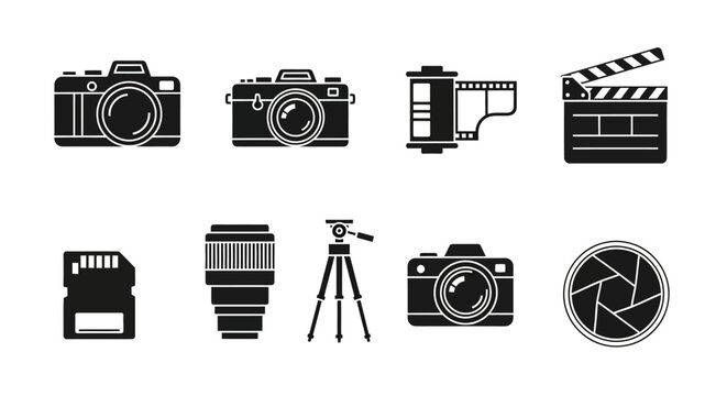Camera Equipment Icons - A Collection of Photography and Filmmaking Tools.