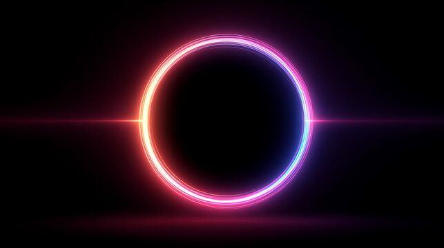 Circular glowing ring hovering in a dark void with soft luminous edges creating a futuristic, sci-fi, and high-tech aesthetic ideal for digital art, backgrounds, and abstract design