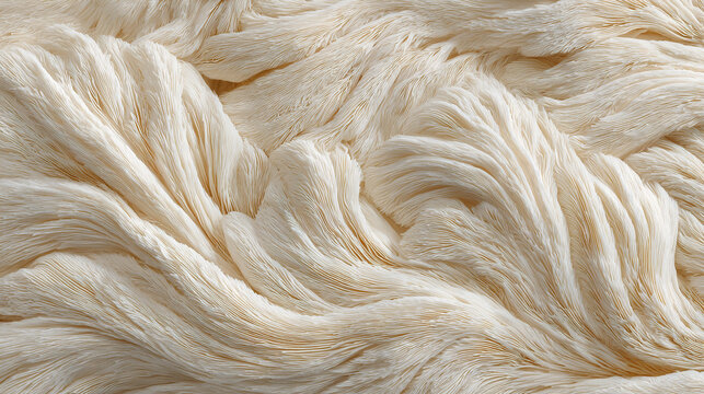 Close-up of Lion’s Mane mushroom showing intricate spiny texture and delicate natural fibers highlighting its unique organic structure, ideal for food, health, or botanical imagery
