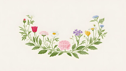 floral wreath illustration, generation AI 