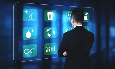 A collection of icons for green energy and sustainability. Symbols for environmental protection, renewable resources, and eco friendly technology. Motif