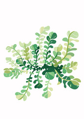 Vibrant Green Plant Sprig with Abstract Botanical Form