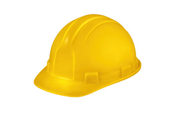 Fototapeta premium Yellow hard hat representing safety, construction, and protection for workers and builders, transparent background