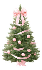 watercolor pastel pink christmas tree, generation AI 