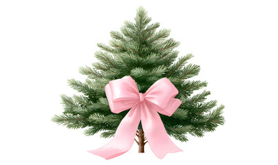 watercolor pastel pink christmas tree, generation AI 