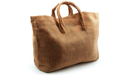Stylish burlap tote bag ready for eco-friendly shopping, perfect for farmers markets, beach trips, or sustainable living promotions