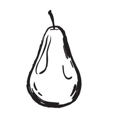 Soft shaded elegant silhouette of inked pear for wall art