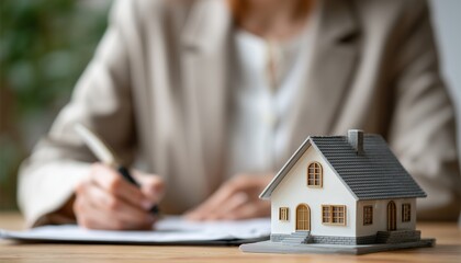 Close-Up Image Of A Woman Searching For A House On A Real Estate Market Website While Sitting At A Table