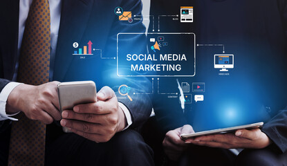 Social media marketing strategy with engagement metrics. Social marketing boosts media visibility. Social media marketing drives traffic. Social media marketing increases engagement. Spline