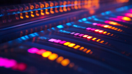 Close-up of a DNA sequencing machine highlighting intricate components and glowing indicators, emphasizing biotechnology innovation, genetics research, and cutting-edge laboratory technology