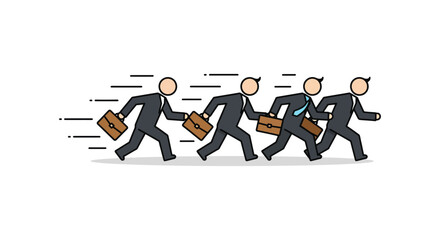 business team running with briefcases illustrating corporate competition and urgency in the business world ideal for depicting deadline pressure