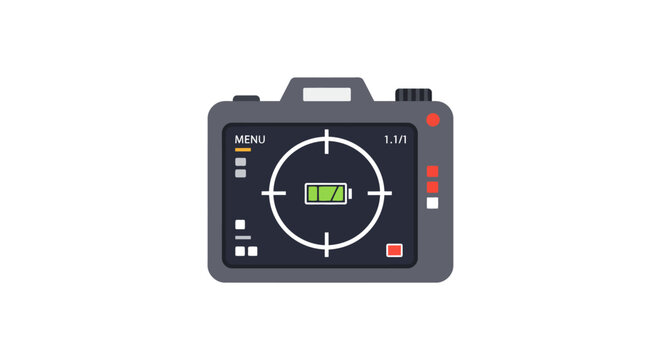 camera viewfinder display showing battery charge technology interface for photography modern digital device screen visual aid full battery icon photography tool